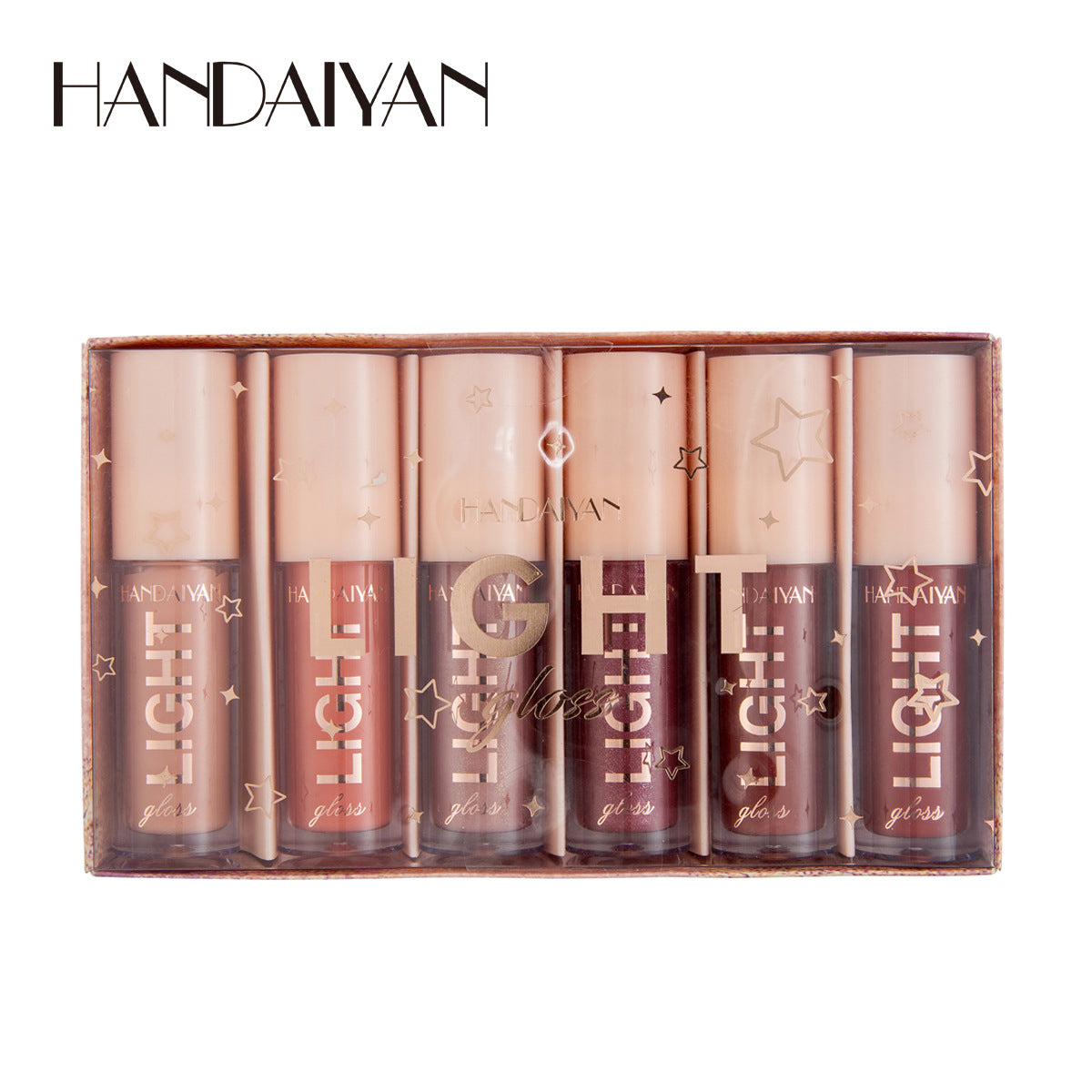 Handaiyan 6-Piece Mirror Water-Light Lip Gloss Set Glass Liquid Lipstick Gift Box