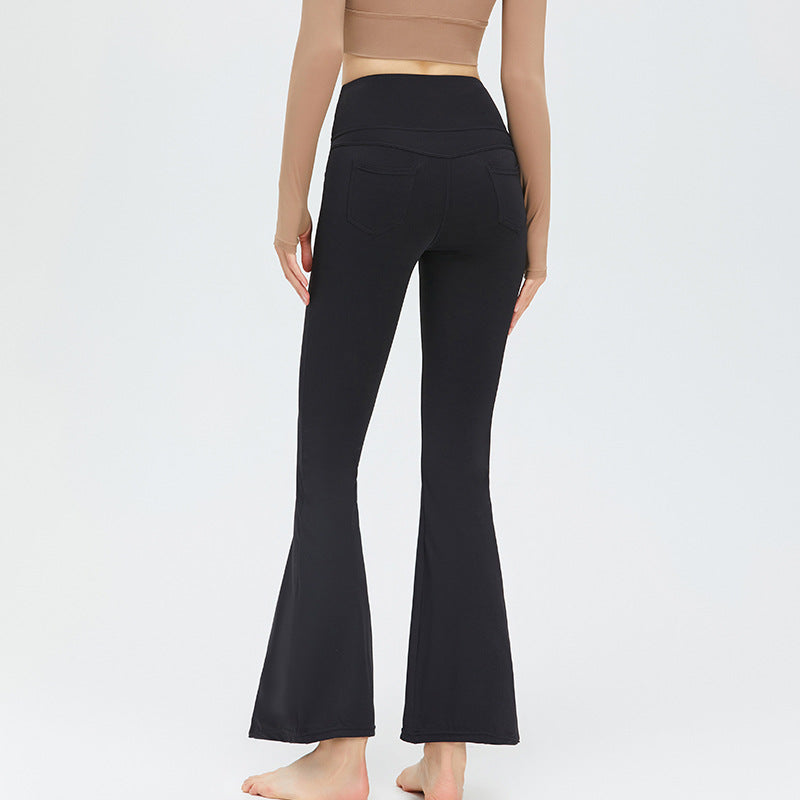 Yoga Bell-Bottom Pants Women High Waist Peach Hip Lift Skinny Sports Fitness Pants