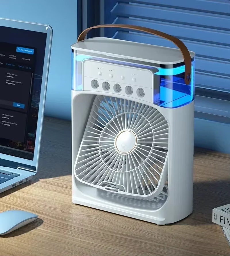 Mini Portable Humidifier Fan Air Conditioner Household Small Air Cooler Hydrocooling Portable Adjustment for Office 3 Speed Fan