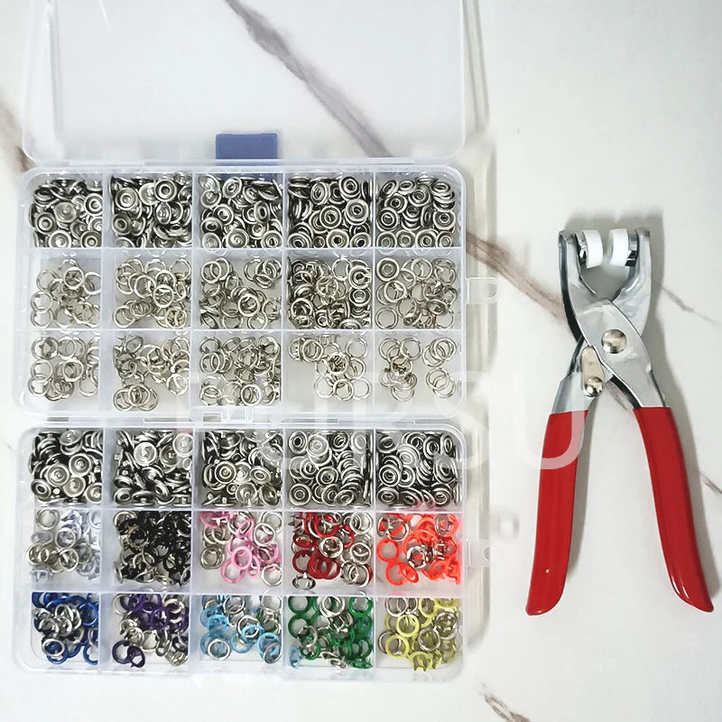 9.5Mm Metal Hollow Five-Claw Snap Button for Installing Clothes Bag Sewing and DIY Craft Hand Pliers Tool
