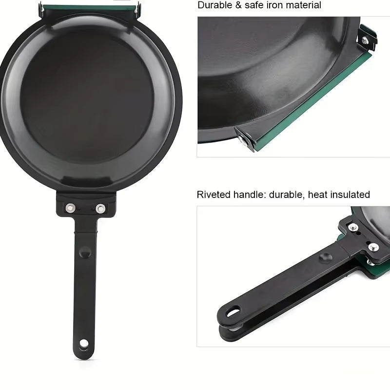 Double Sided Folding Non Stick Frying Pan, Breakfast Pan, Waffle and Cake Frying Pan, Kitchen Tools, New Kitchen Accessories