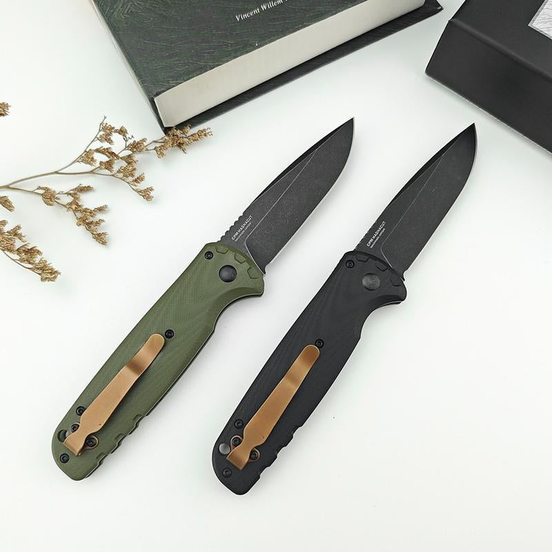 4300BK-02 CLA Utility Button Lock Folding Knife D2 Battlewash Blade G10 Handle Multifunctional Cutlery Tool for Outdoor Fishing Camping EDC