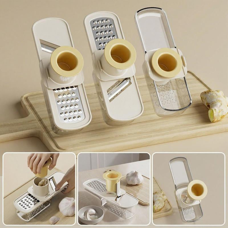 Multifunctional Garlic Grinder, Compact Design, Professional Mandoline Slicer, Multi-Purpose Kitchen Grinder with Stainless Steel Blades, Easy to Use & Clean, for Home, Restaurant