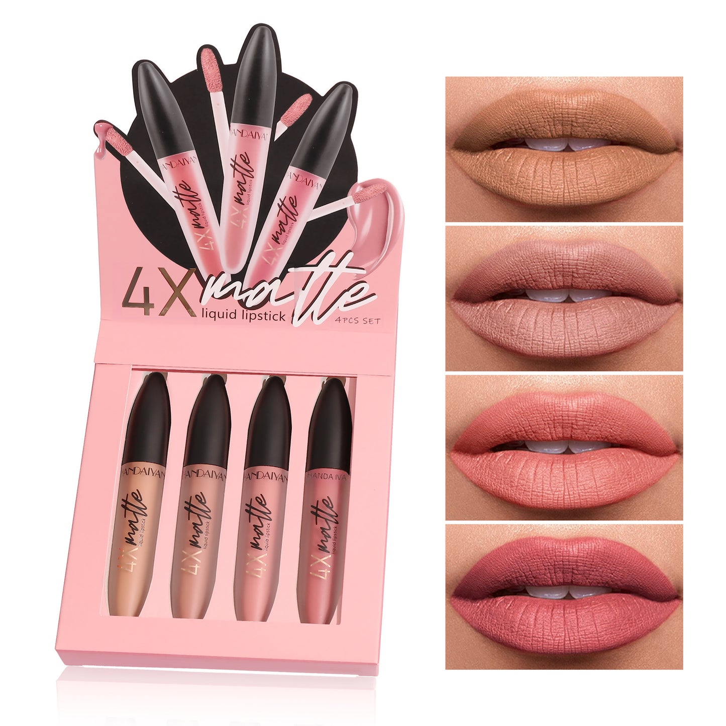 Handaiyan Four-Times Matte Lip Gloss Set Long Lasting No-Transfer Lipstick