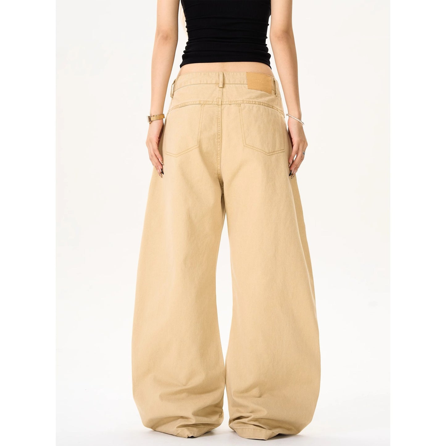 Stitching deconstruction design sense machete workwear casual pants women's summer new American retro loose wide-leg pants