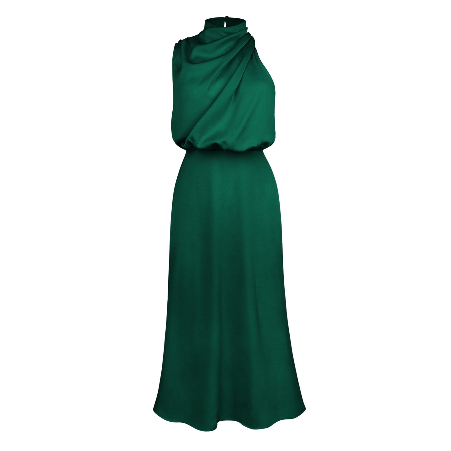 Celebrity Style Halter Satin Evening Dress Women Wedding Bridesmaid Mid-Length Dress 2024