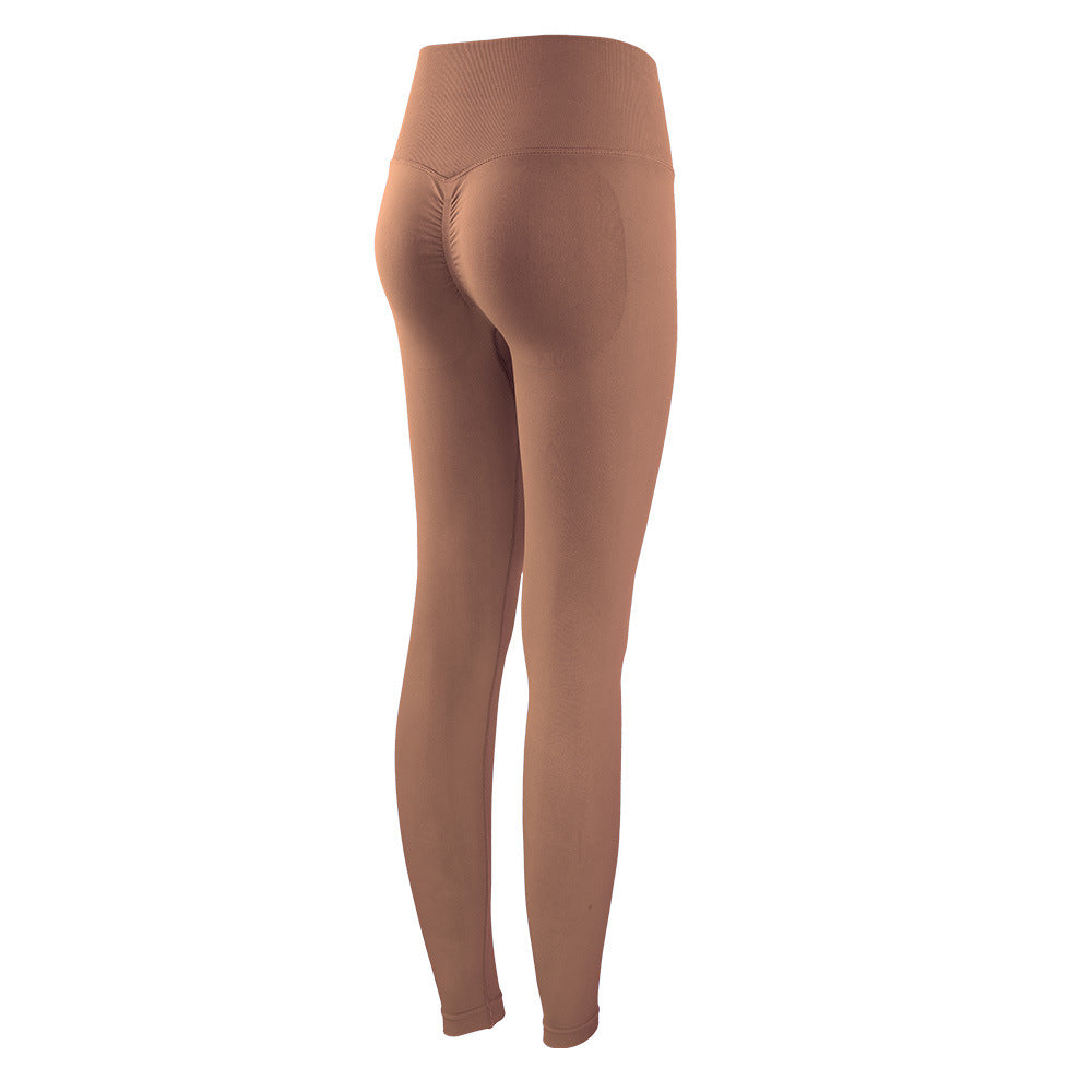Mocha color peach pants New Lycra high waist yoga pants women's tight nude feel fitness pants breathable yoga sports pants