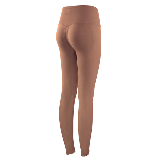 Mocha color peach pants New Lycra high waist yoga pants women's tight nude feel fitness pants breathable yoga sports pants