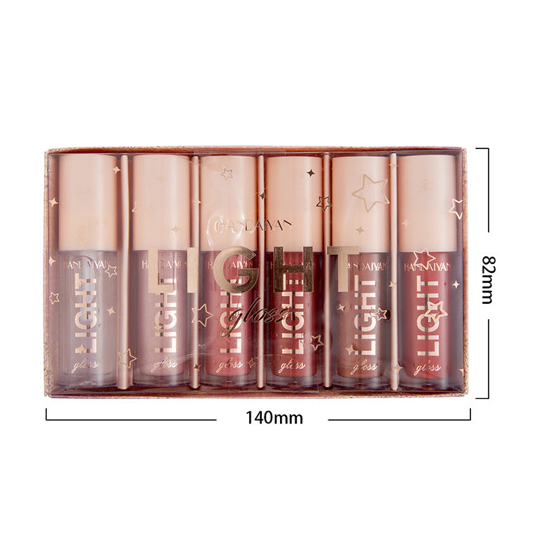 Handaiyan 6-Piece Mirror Water-Light Lip Gloss Set Glass Liquid Lipstick Gift Box