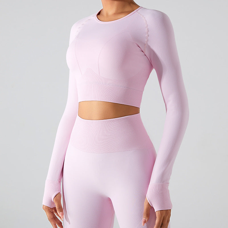 Seamless Long Sleeve Yoga Jacket Women Quick-Drying Slim Fit Running Workout Clothes
