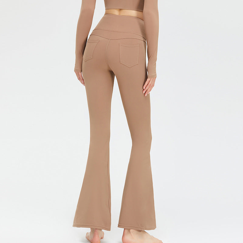 Yoga Bell-Bottom Pants Women High Waist Peach Hip Lift Skinny Sports Fitness Pants