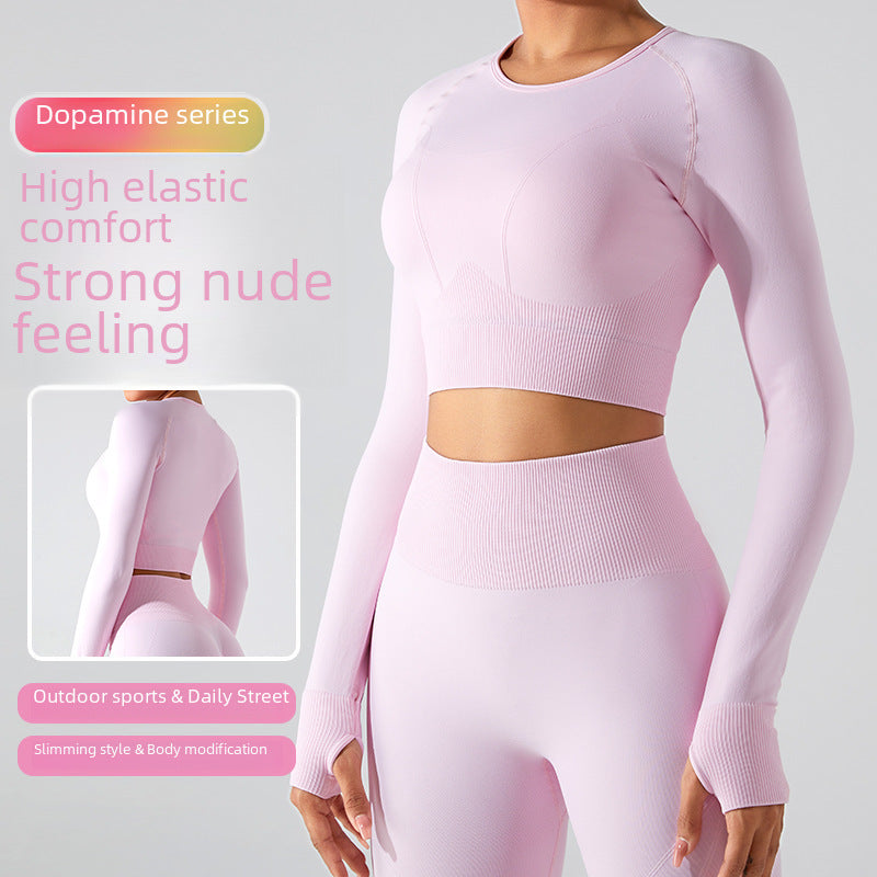 Seamless Long Sleeve Yoga Jacket Women Quick-Drying Slim Fit Running Workout Clothes
