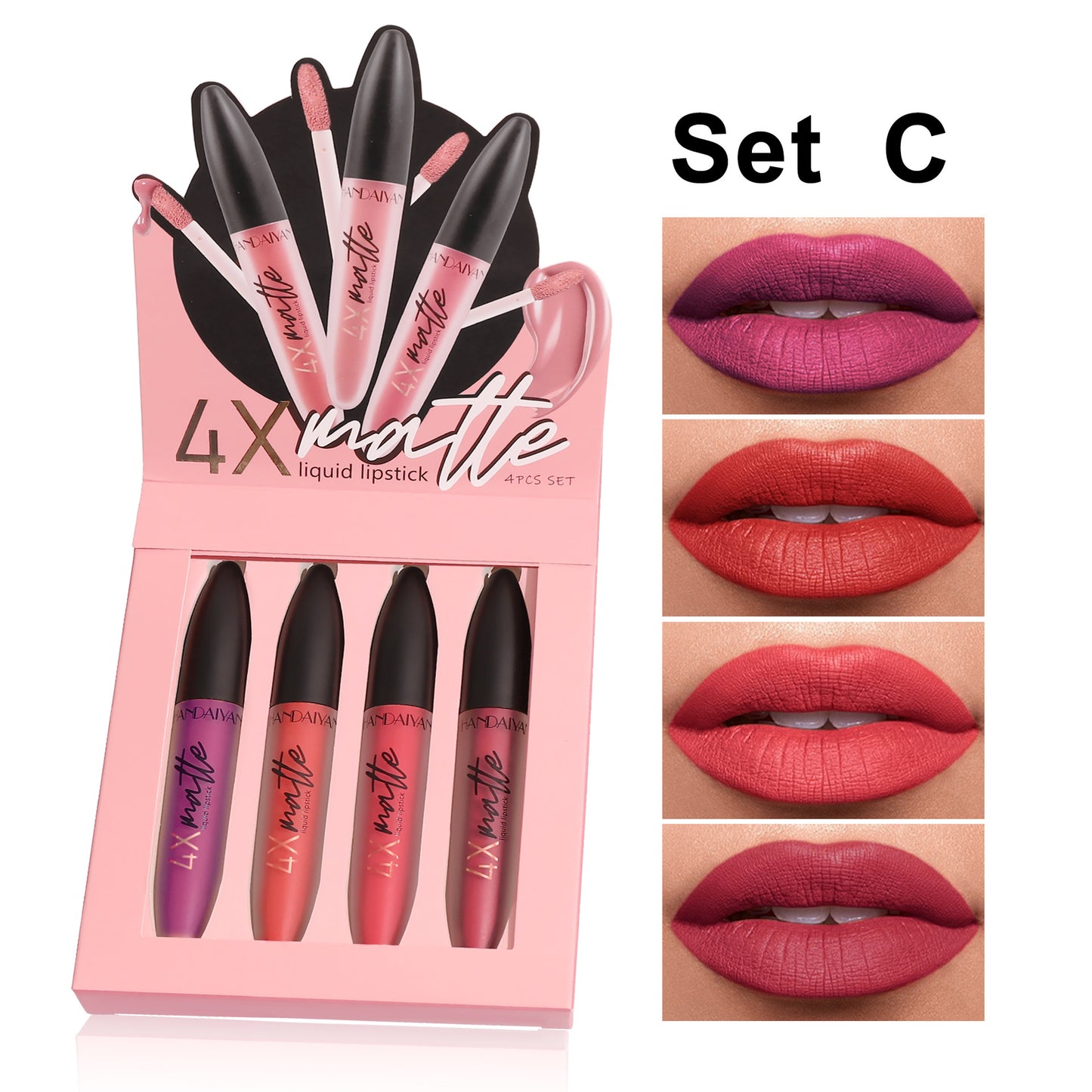 Handaiyan Four-Times Matte Lip Gloss Set Long Lasting No-Transfer Lipstick