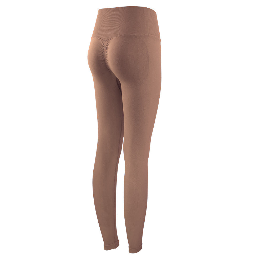 Summer Lycra peach pants new workout pants women's high waist hip lift sports trousers tight nude feel yoga pants outer wear