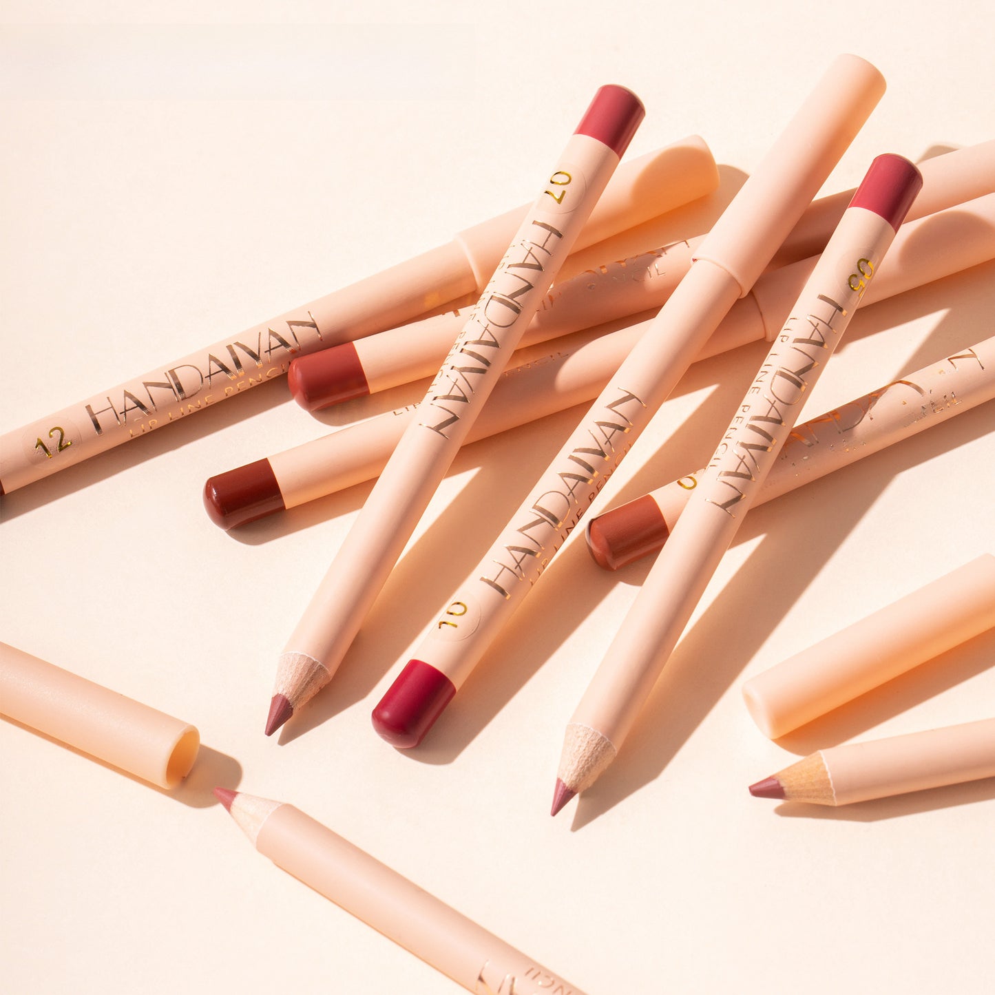 Handaiyan 12-Piece Matte Lip Liner Set Velvet Non-Fading Hook Line Lip Pencil