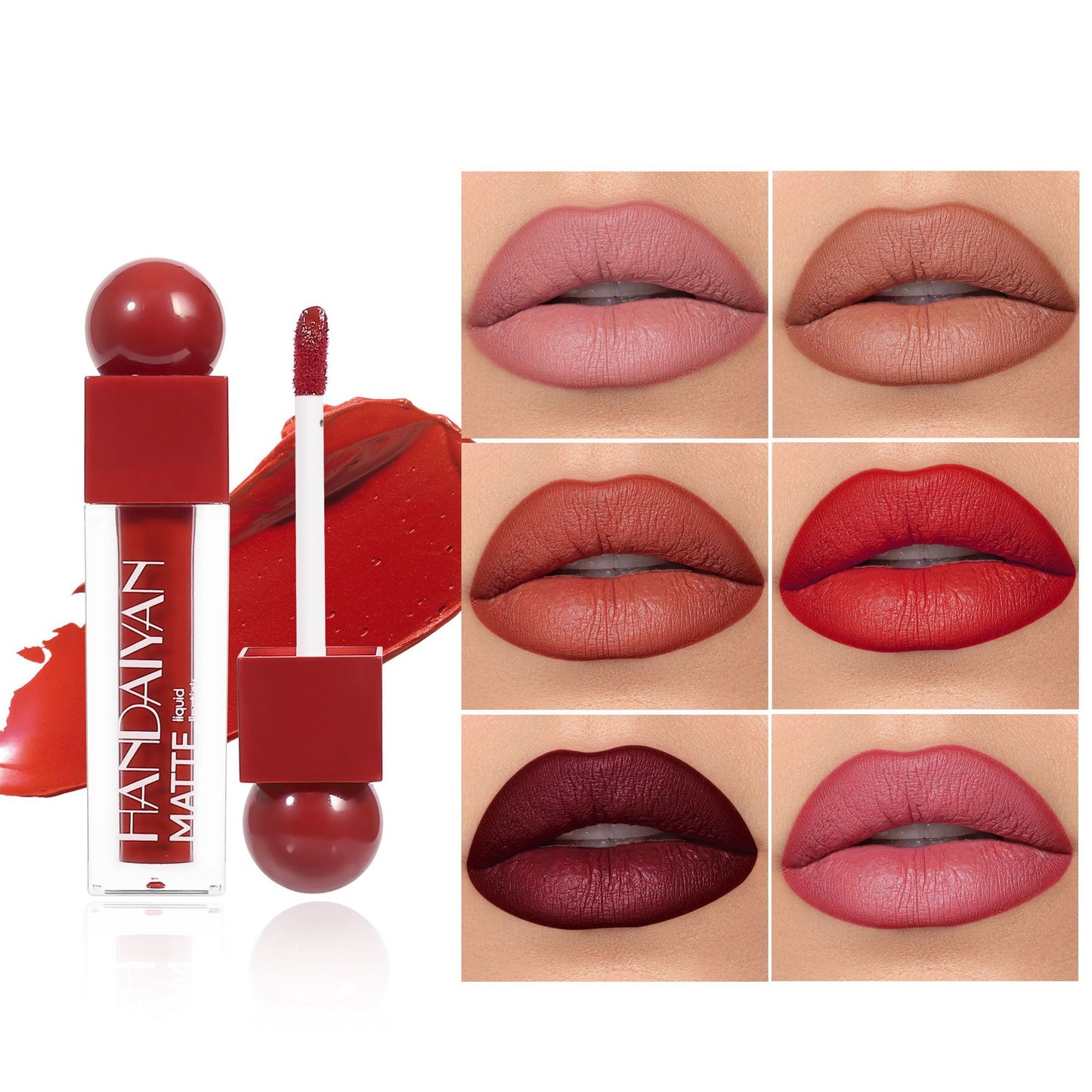 Handaiyan Matte Lip Gloss 6-Piece Set Long Lasting Waterproof No-Transfer Lip Glaze