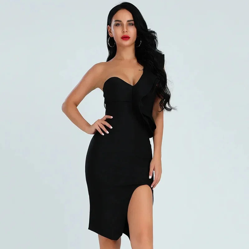Slim Fit Bandage One-Piece Hip Skirt Dress Women Skinny Bodycon Winter Dress