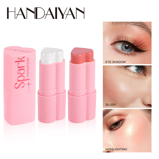 Handaiyan Love Heart Blush Stick Highlight Contour Face Brightening Pearlescent Blush