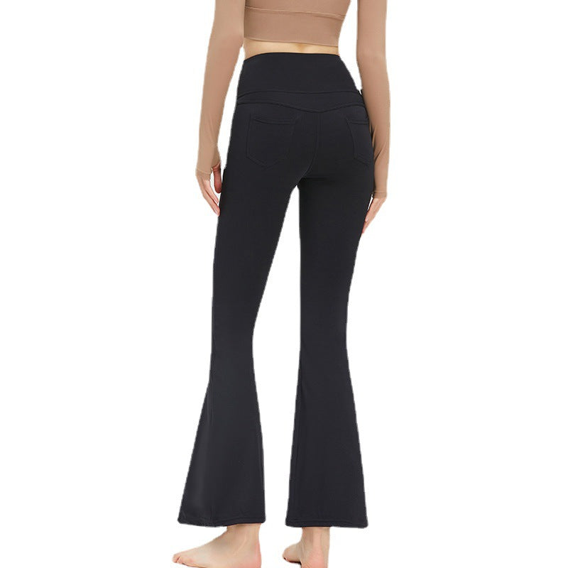 Yoga Bell-Bottom Pants Women High Waist Peach Hip Lift Skinny Sports Fitness Pants