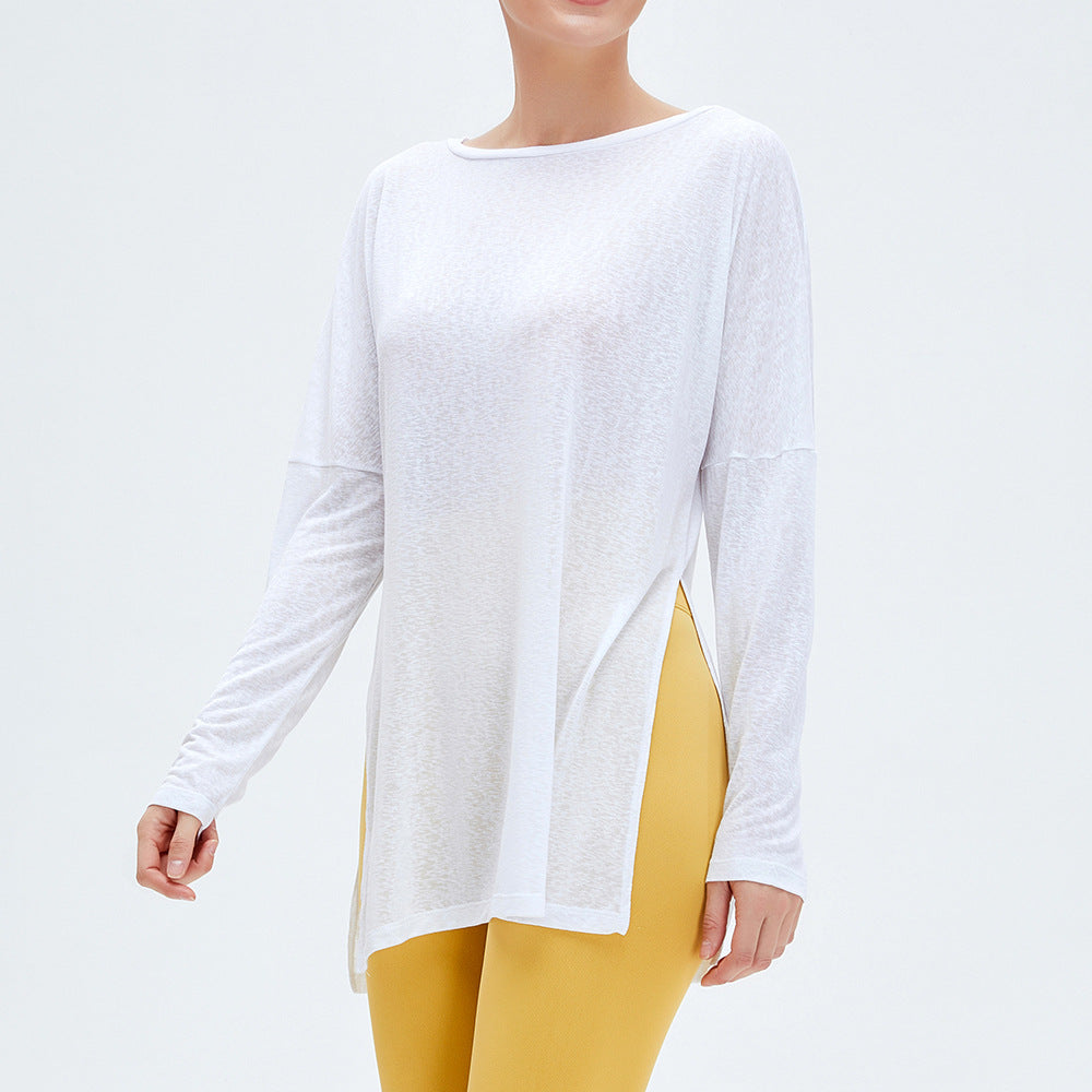 Cool sunscreen lightweight quick-drying yoga blouse T-shirt women's loose breathable workout top sports long sleeve yoga wear