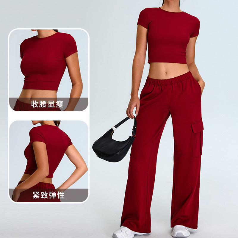 Short Sleeve Yoga Top Women Slim Fit Quick-Drying Casual Exercise T-Shirt