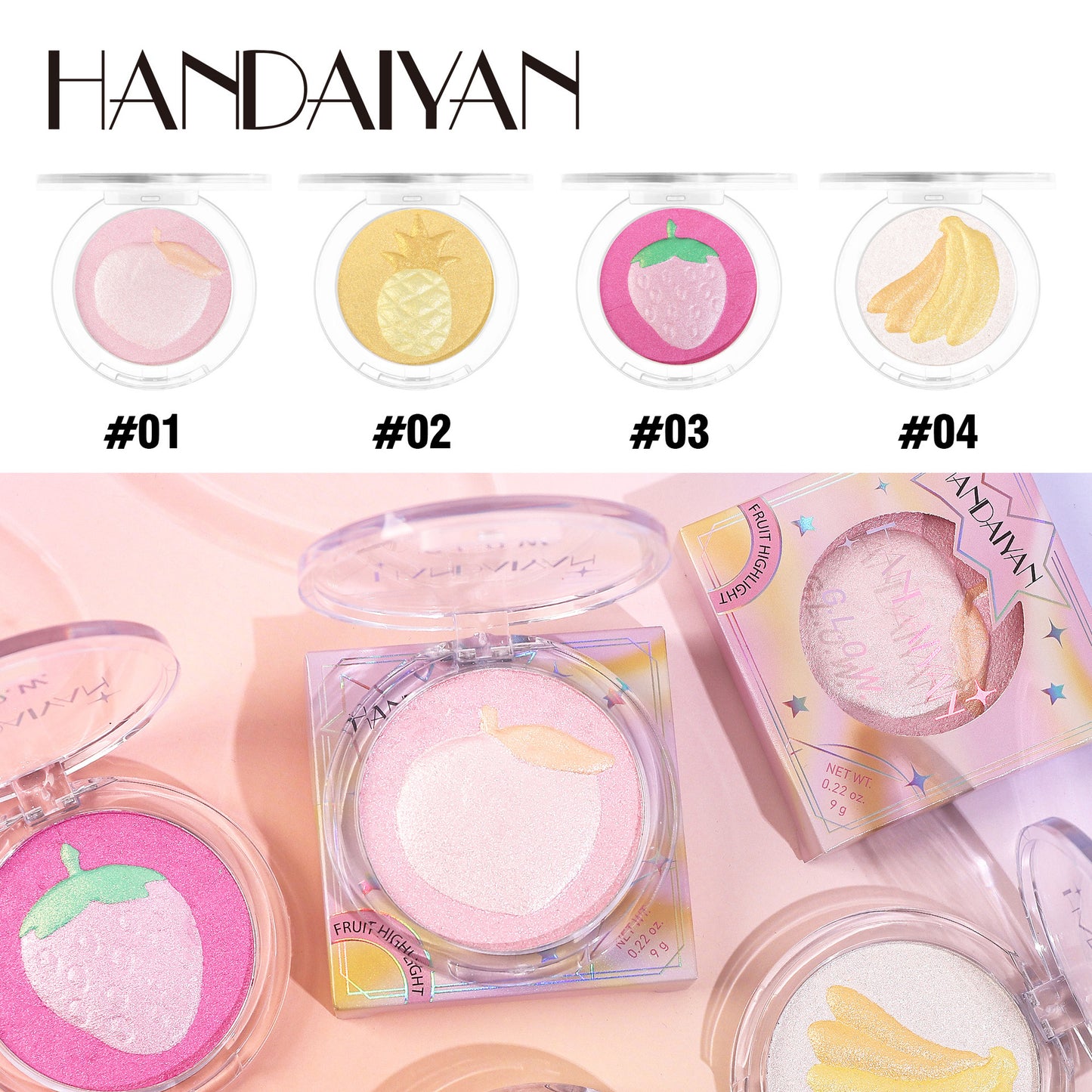 Handaiyan Fruit Series Highlight Powder Pearlescent Fine Glitter Brightening Makeup Palette