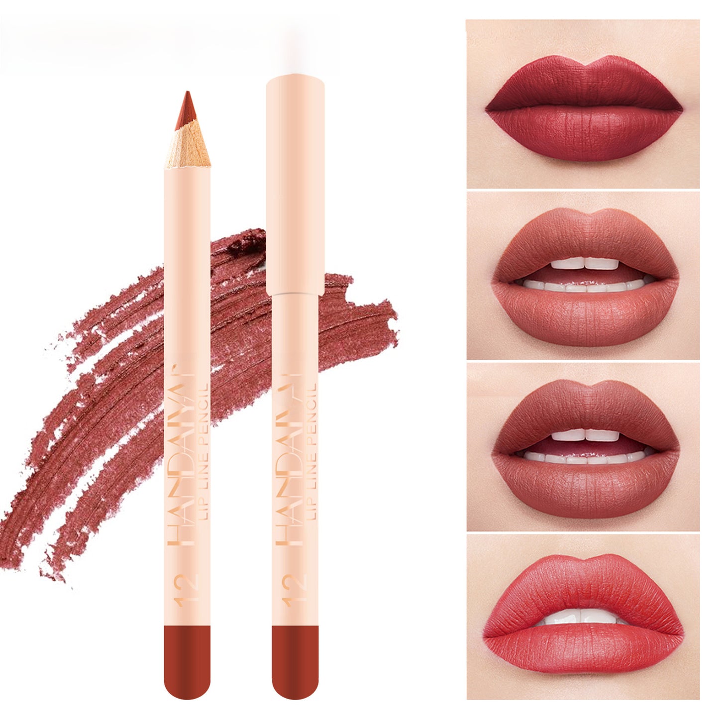 Handaiyan 12-Piece Matte Lip Liner Set Velvet Non-Fading Hook Line Lip Pencil