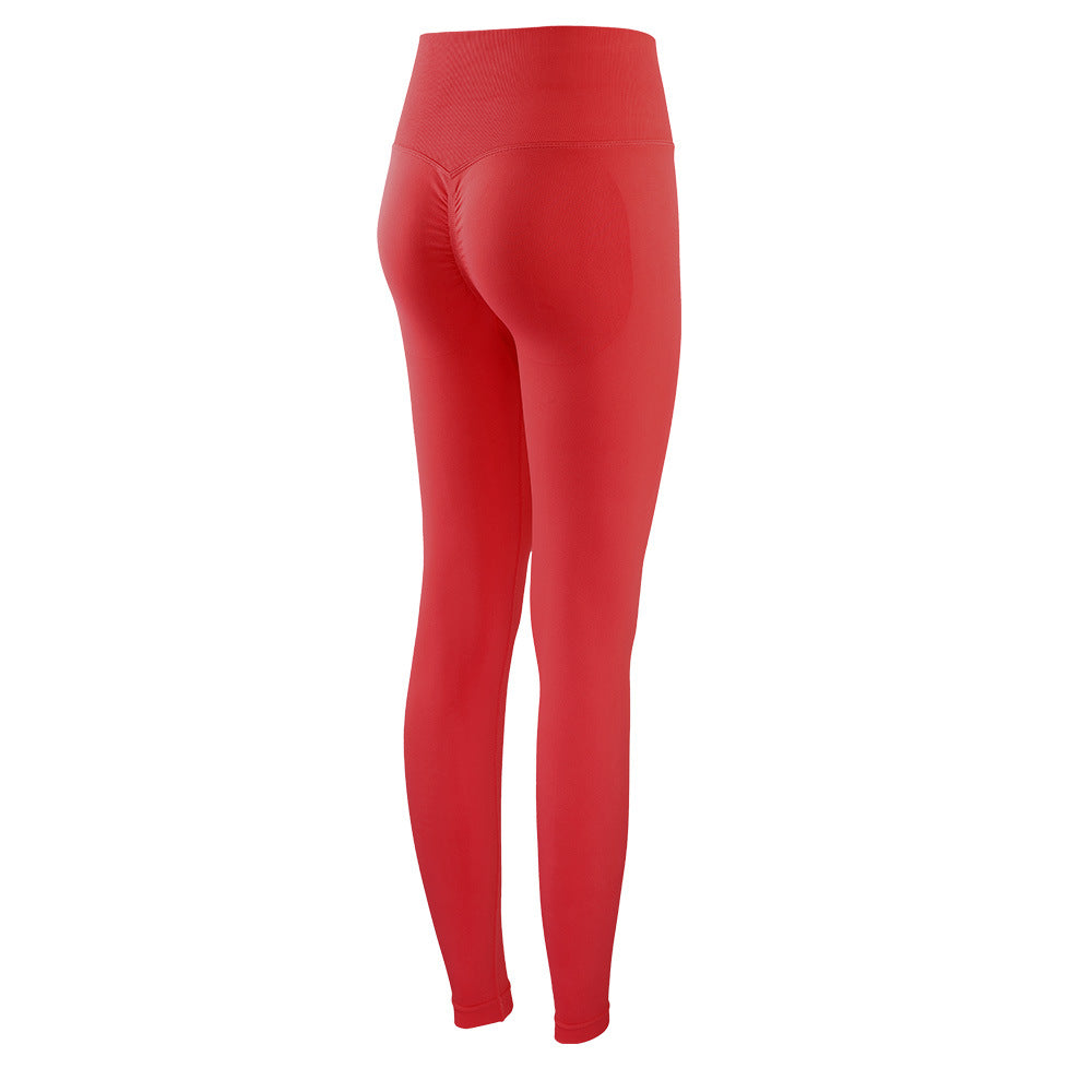 Summer Lycra peach pants new workout pants women's high waist hip lift sports trousers tight nude feel yoga pants outer wear