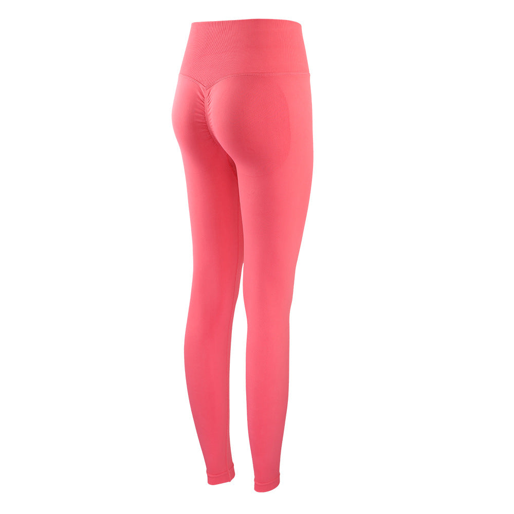 Mocha color peach pants New Lycra high waist yoga pants women's tight nude feel fitness pants breathable yoga sports pants