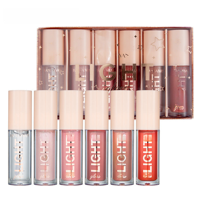 Handaiyan 6-Piece Mirror Water-Light Lip Gloss Set Glass Liquid Lipstick Gift Box