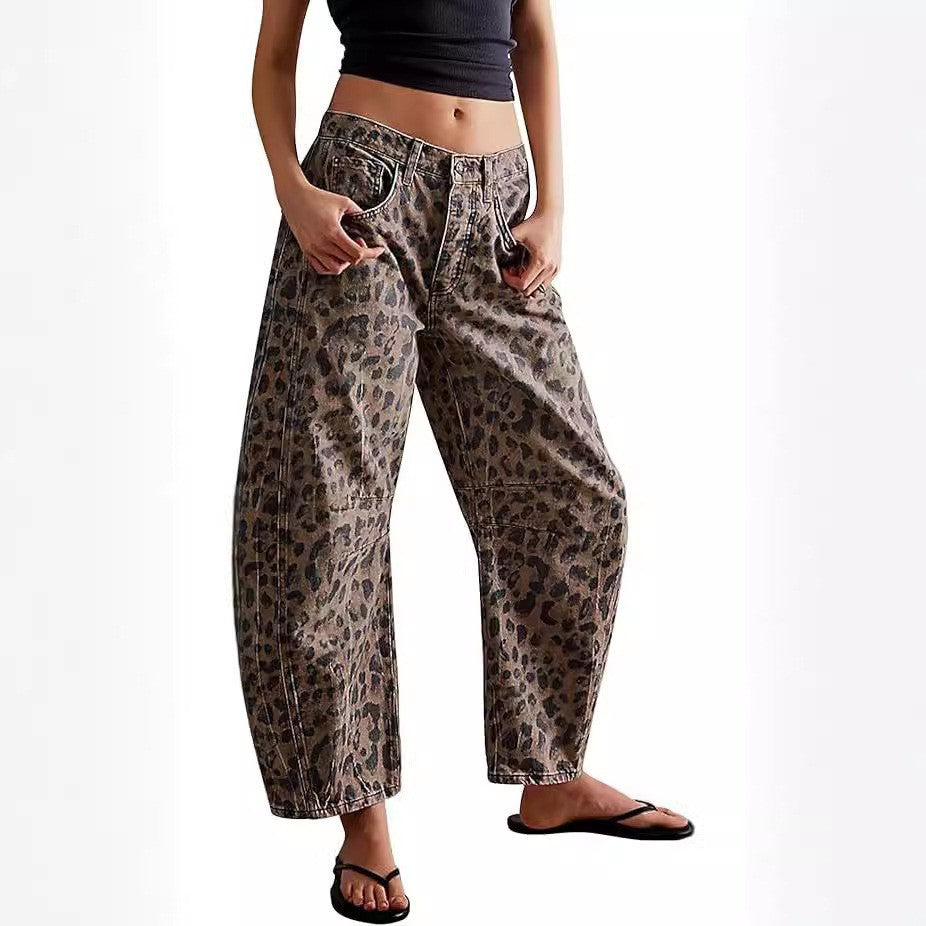 European and American retro fashion brand washed jeans for women 2025 summer New loose trendy all-match wide-leg pants