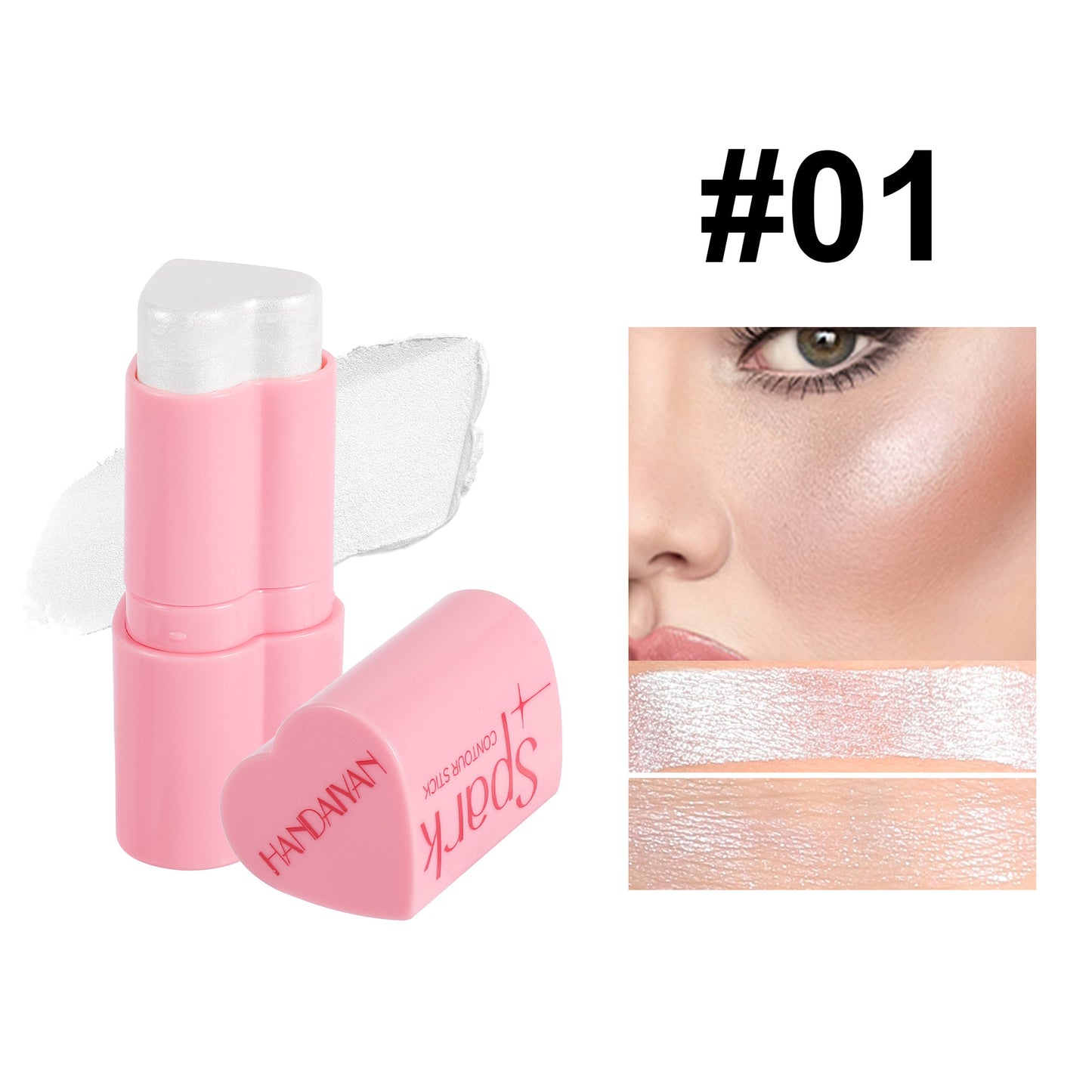 Handaiyan Love Heart Blush Stick Highlight Contour Face Brightening Pearlescent Blush