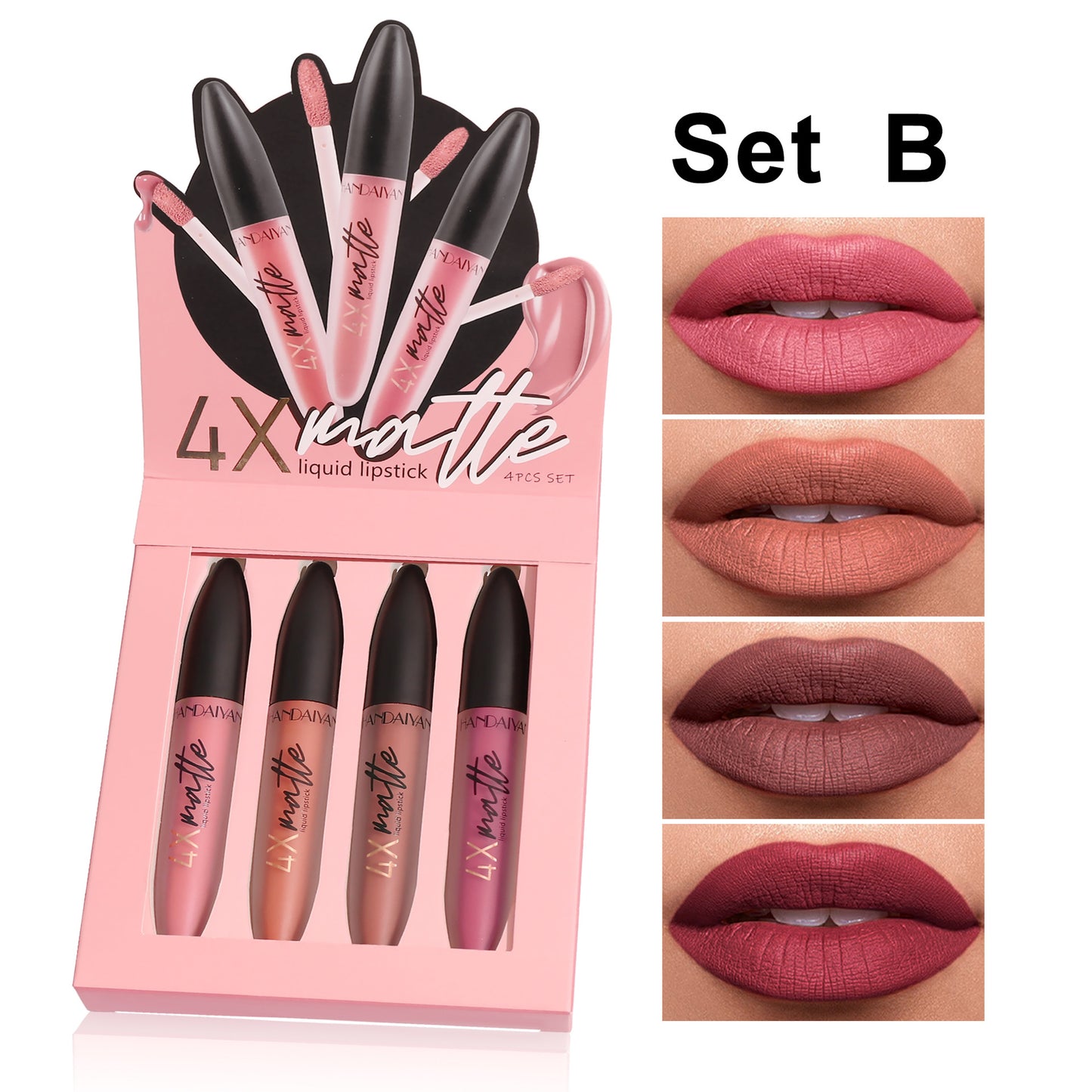 Handaiyan Four-Times Matte Lip Gloss Set Long Lasting No-Transfer Lipstick