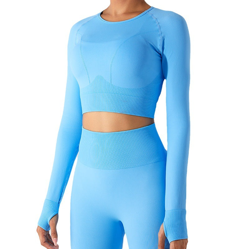 Seamless Long Sleeve Yoga Jacket Women Quick-Drying Slim Fit Running Workout Clothes