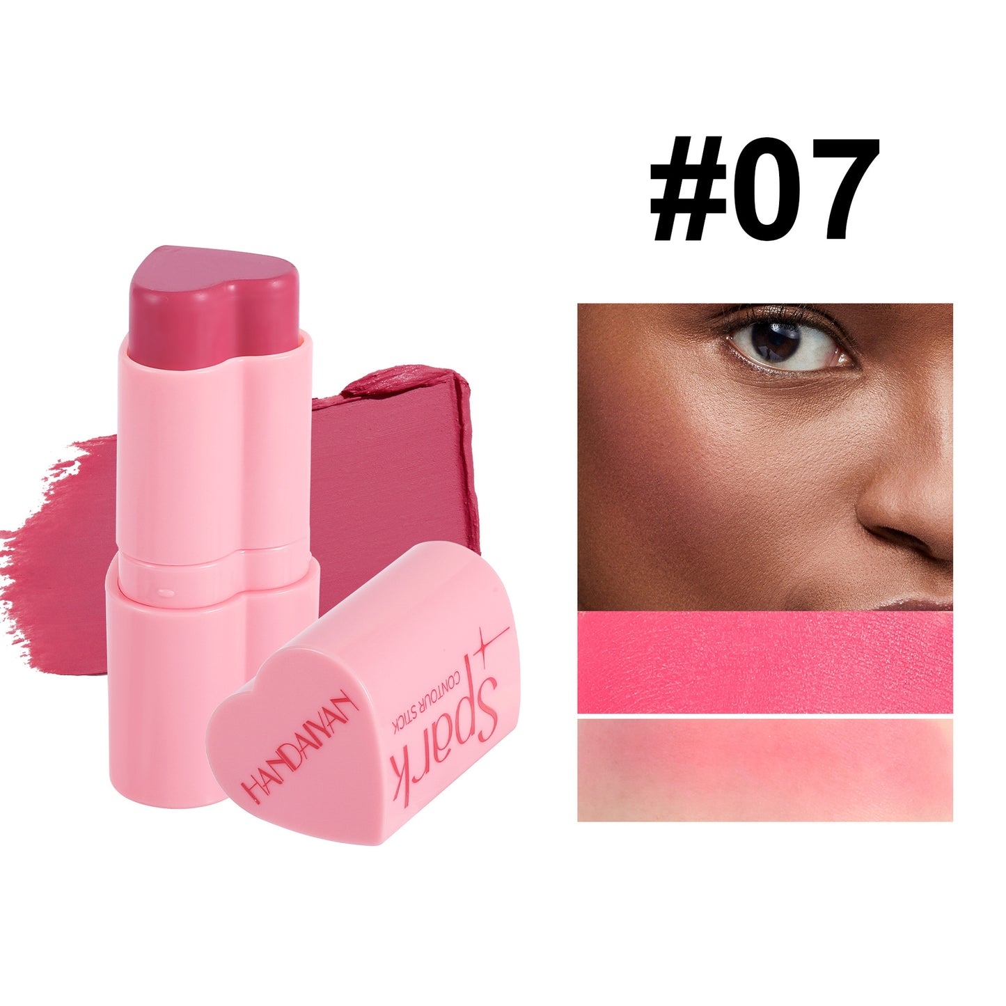 Handaiyan Love Heart Blush Stick Highlight Contour Face Brightening Pearlescent Blush