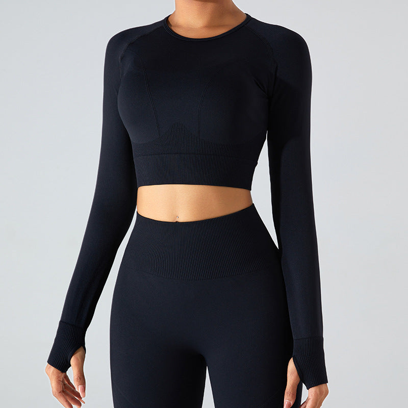 Seamless Long Sleeve Yoga Jacket Women Quick-Drying Slim Fit Running Workout Clothes