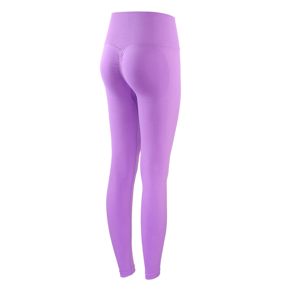 Mocha color peach pants New Lycra high waist yoga pants women's tight nude feel fitness pants breathable yoga sports pants
