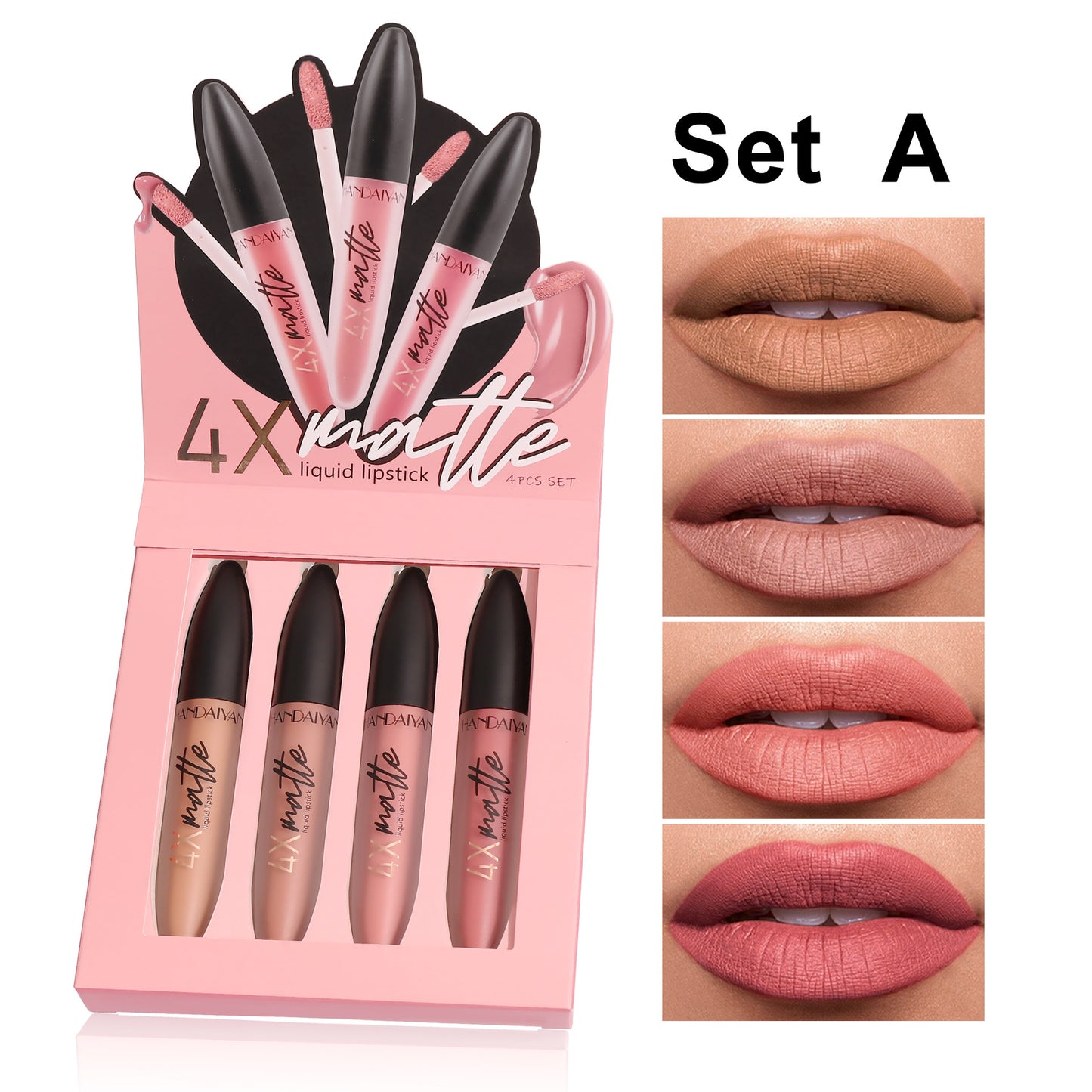 Handaiyan Four-Times Matte Lip Gloss Set Long Lasting No-Transfer Lipstick