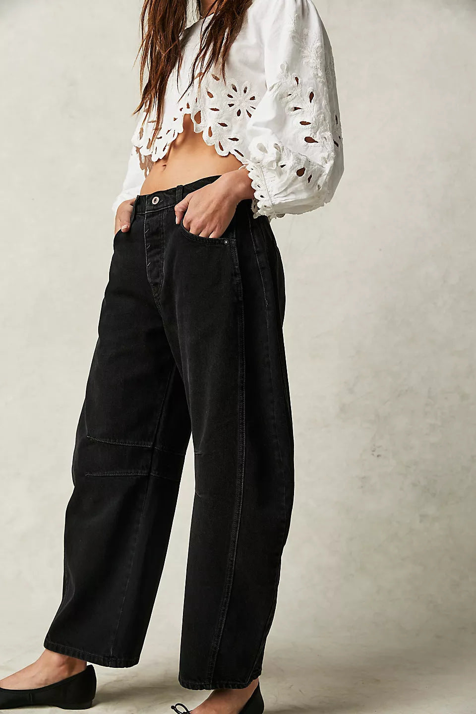 2025 new European and American Vintage trendy casual straight jeans women's loose all-matching design wide-leg pants
