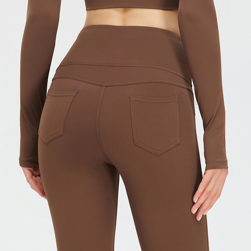 Yoga Bell-Bottom Pants Women High Waist Peach Hip Lift Skinny Sports Fitness Pants