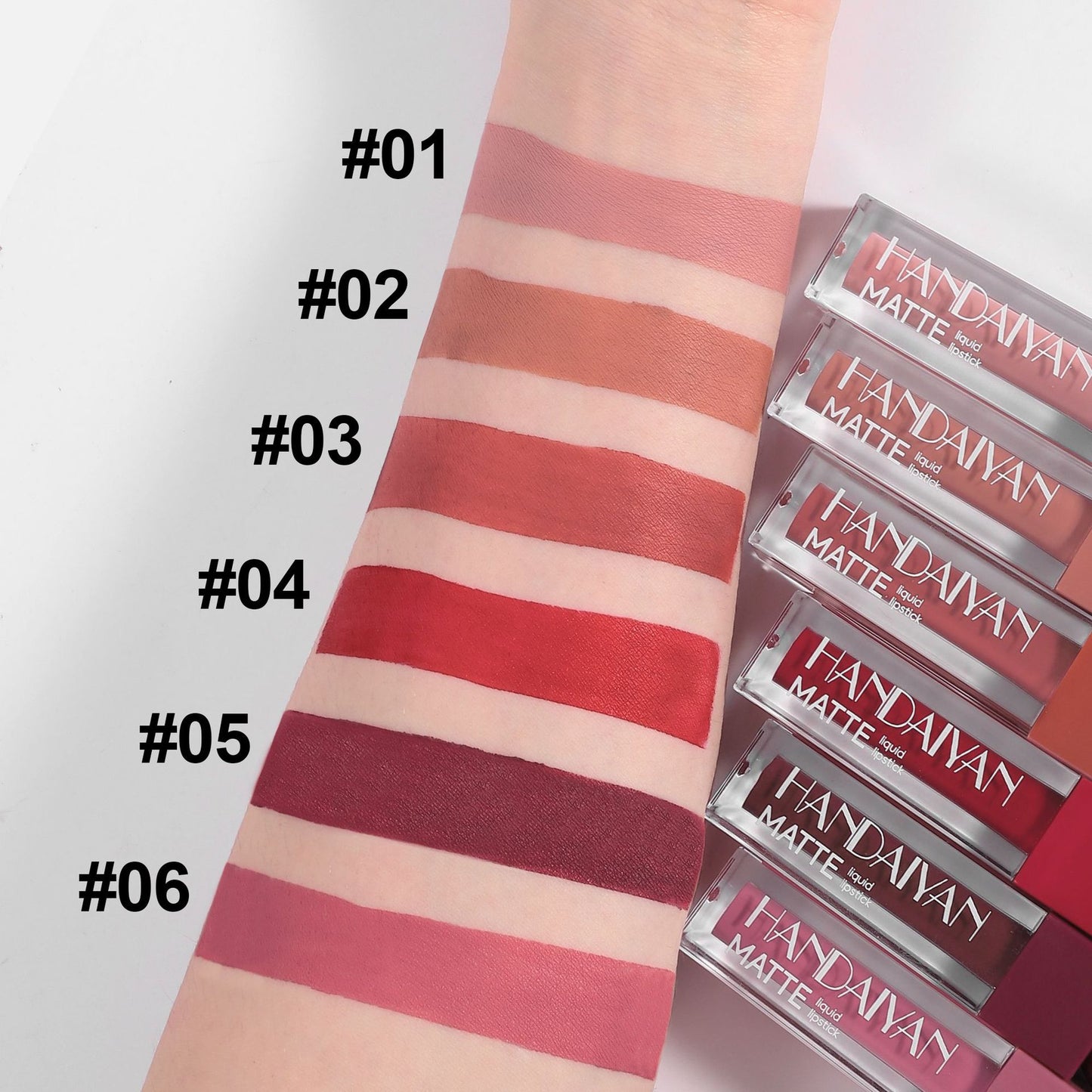 Handaiyan Matte Lip Gloss 6-Piece Set Long Lasting Waterproof No-Transfer Lip Glaze