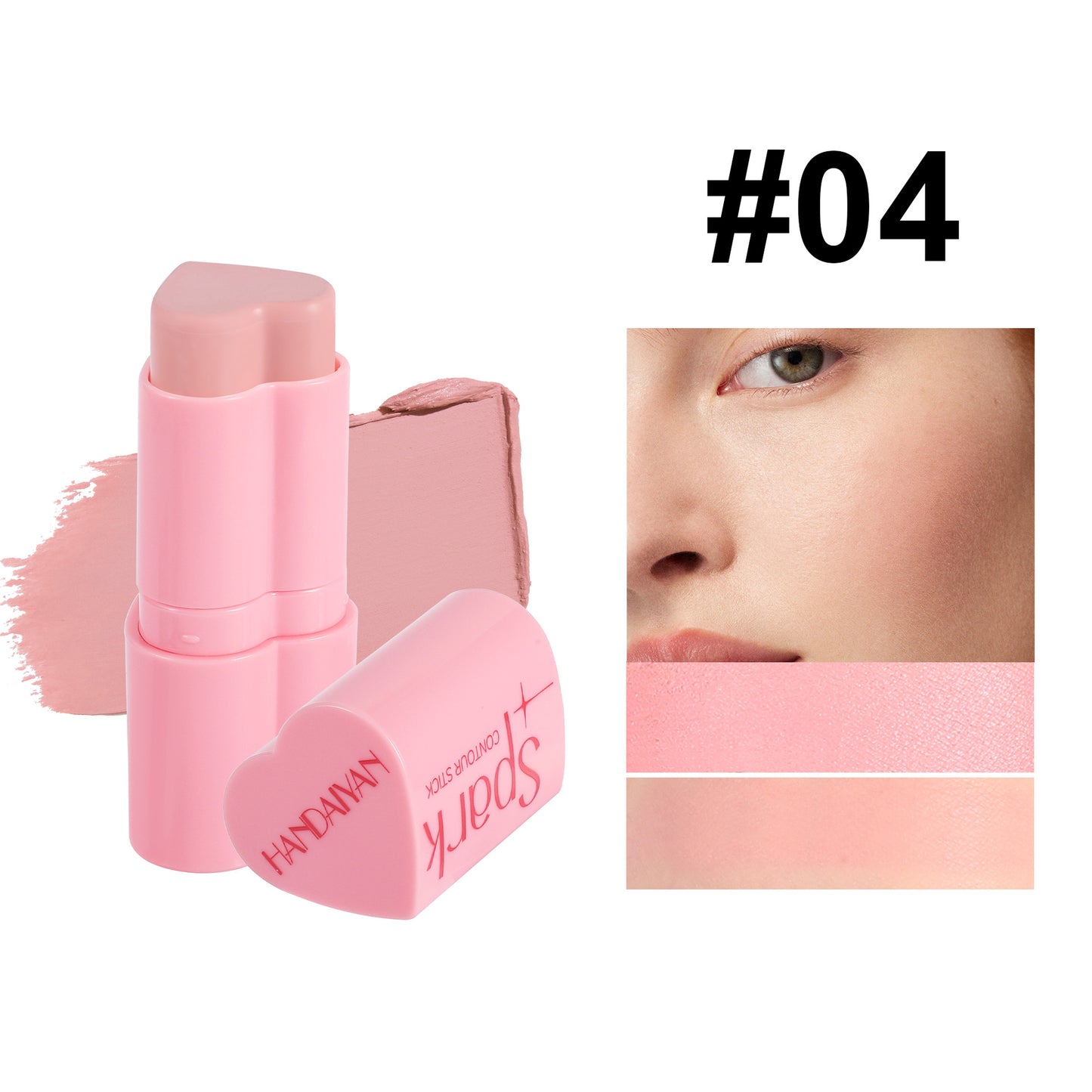 Handaiyan Love Heart Blush Stick Highlight Contour Face Brightening Pearlescent Blush