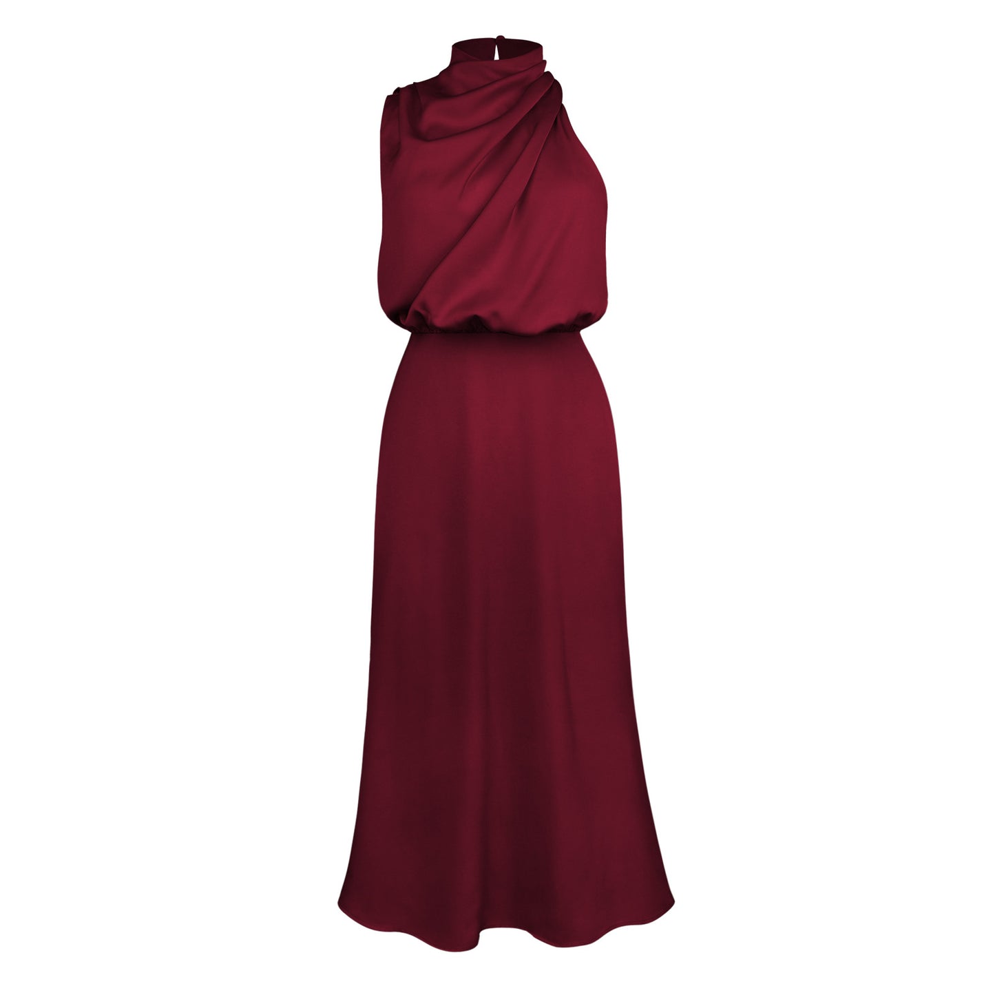 Celebrity Style Halter Satin Evening Dress Women Wedding Bridesmaid Mid-Length Dress 2024