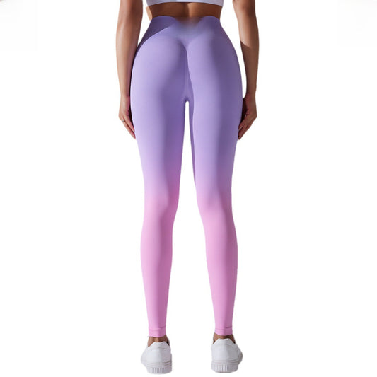 Seamless Gradient Yoga Pants Women High Waist Hip Lift Quick-Drying Running Fitness Pants