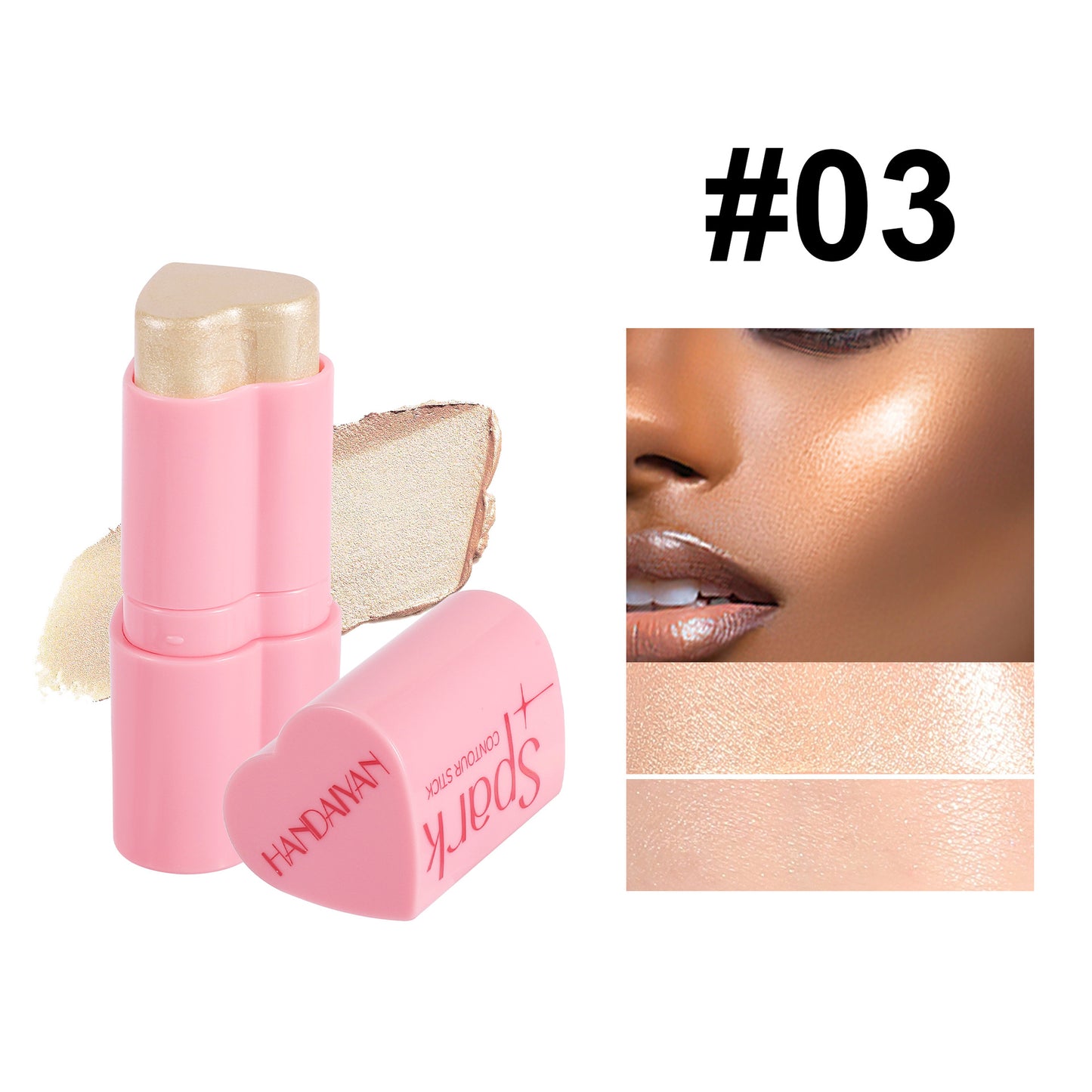 Handaiyan Love Heart Blush Stick Highlight Contour Face Brightening Pearlescent Blush