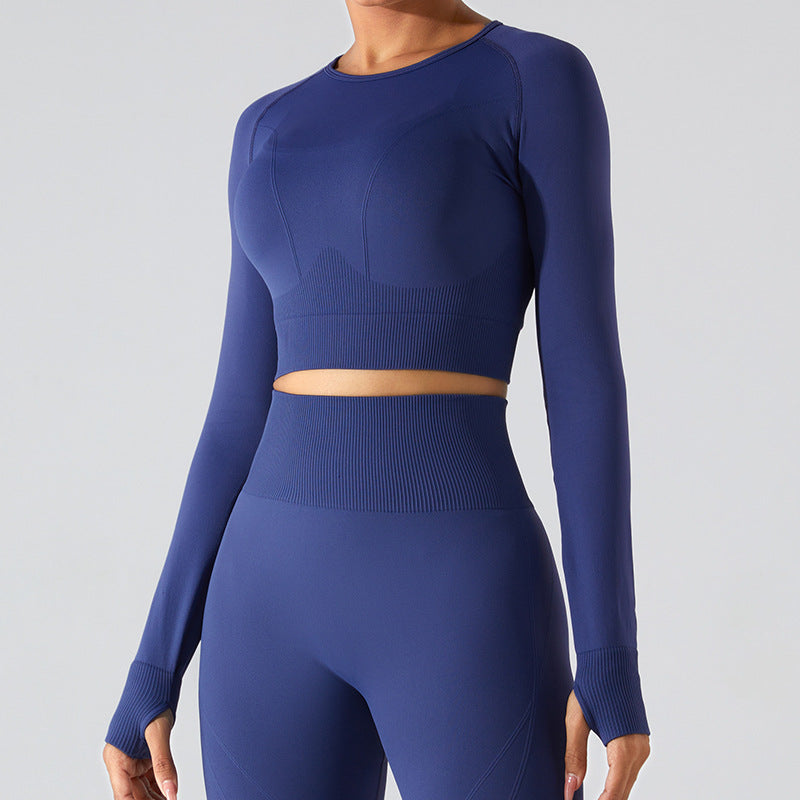 Seamless Long Sleeve Yoga Jacket Women Quick-Drying Slim Fit Running Workout Clothes