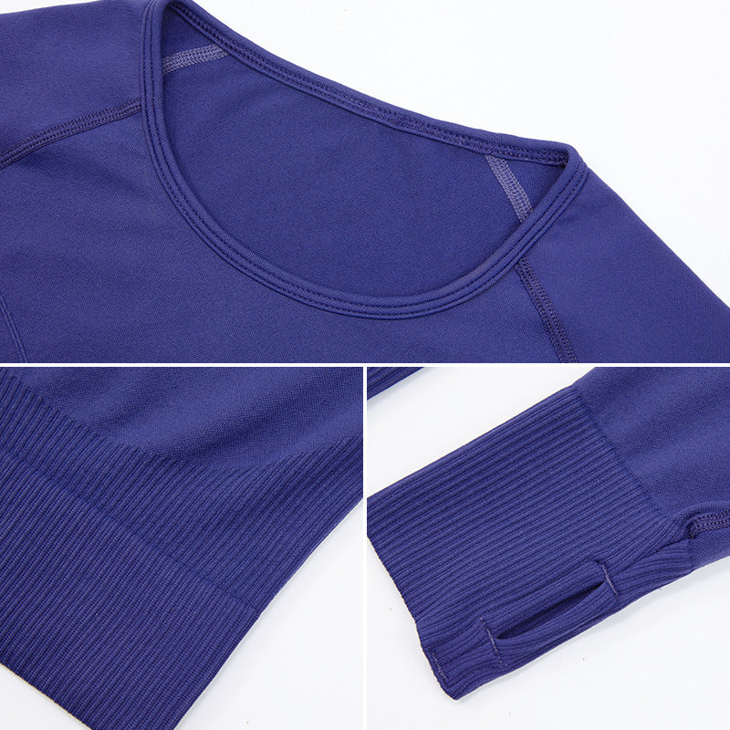 Seamless Long Sleeve Yoga Jacket Women Quick-Drying Slim Fit Running Workout Clothes