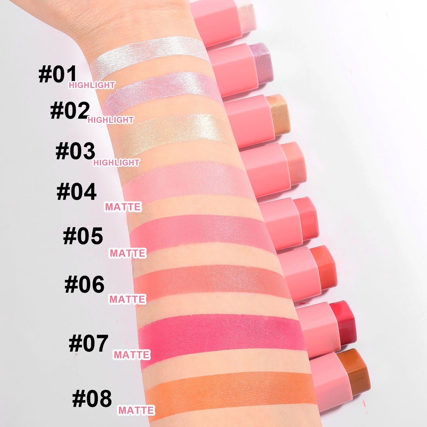 Handaiyan Love Heart Blush Stick Highlight Contour Face Brightening Pearlescent Blush