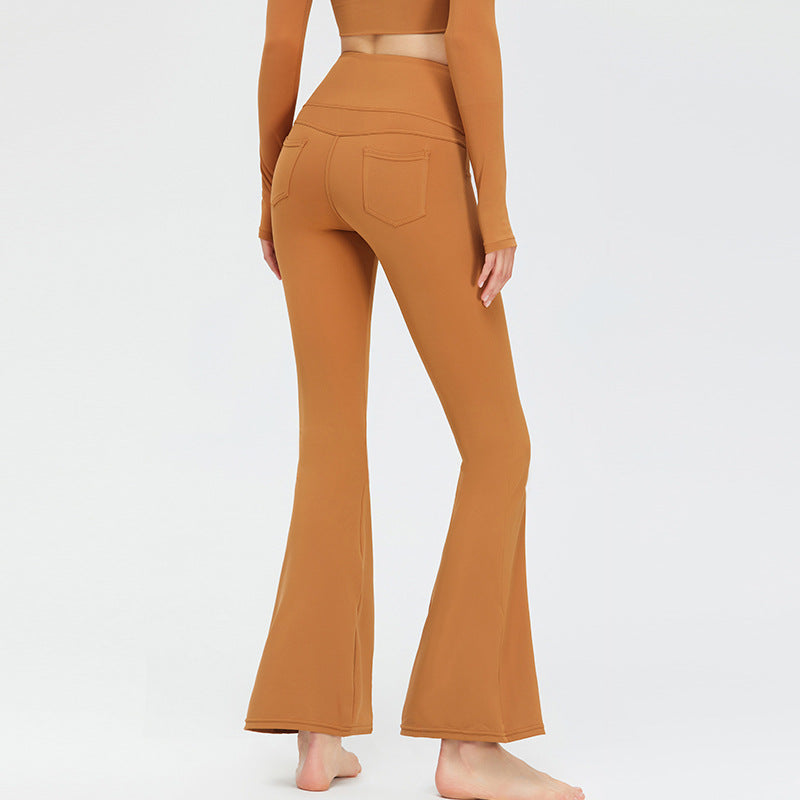 Yoga Bell-Bottom Pants Women High Waist Peach Hip Lift Skinny Sports Fitness Pants