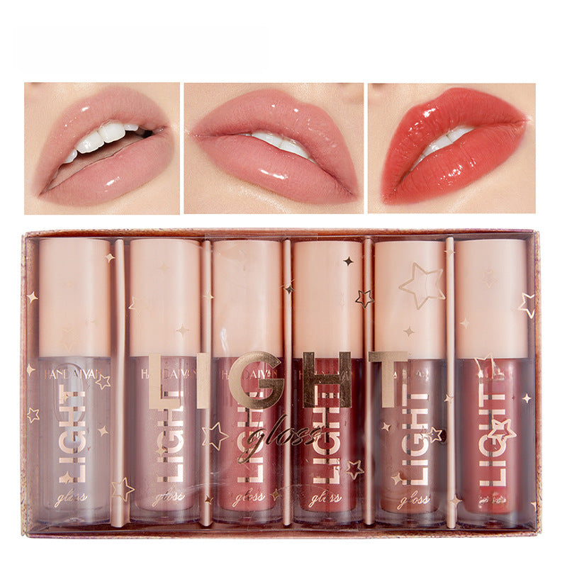 Handaiyan 6-Piece Mirror Water-Light Lip Gloss Set Glass Liquid Lipstick Gift Box